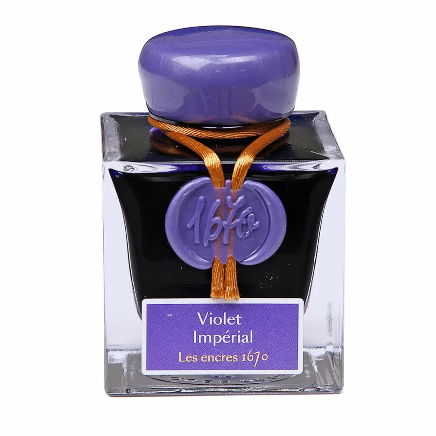 Jacques Herbin Prestige inchiostro per stilografica Les Encres 1670 pailletée or et argent 350, Violet Imperial