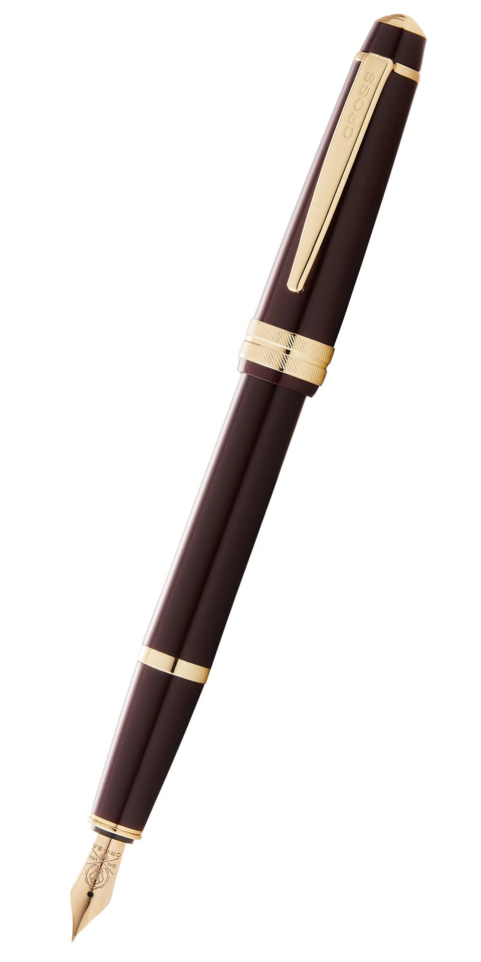 Penna stilografica Bailey Light™ in resina burgundy lucida e pennino medio color oro