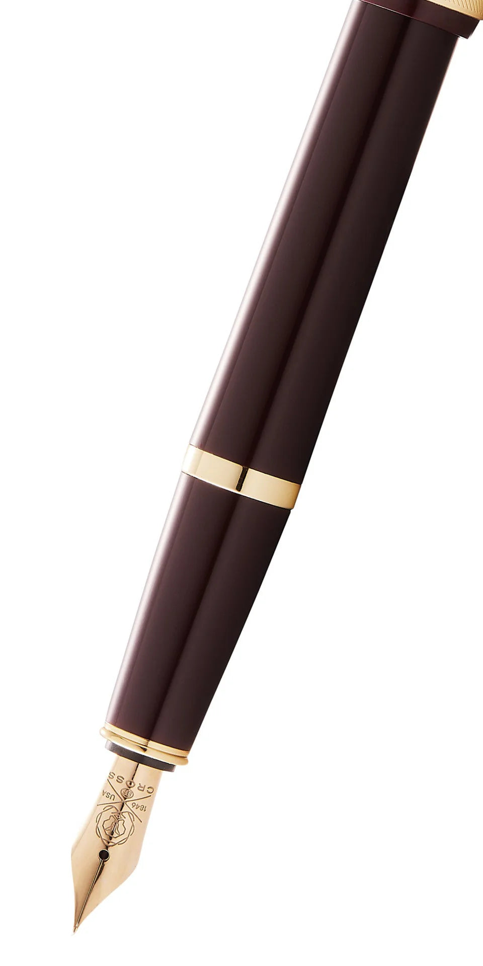 Penna stilografica Bailey Light™ in resina burgundy lucida e pennino medio color oro
