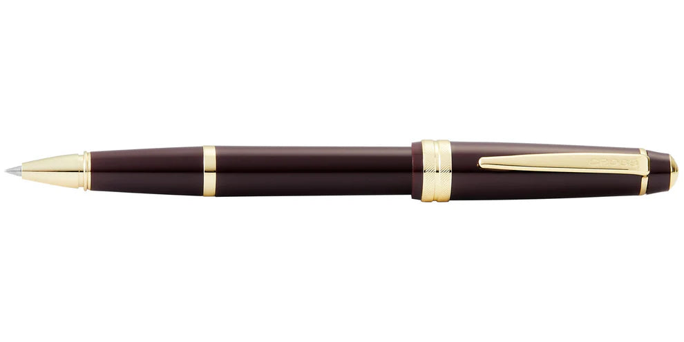 Penna roller Bailey Light™ in resina burgundy lucida e tonalità oro