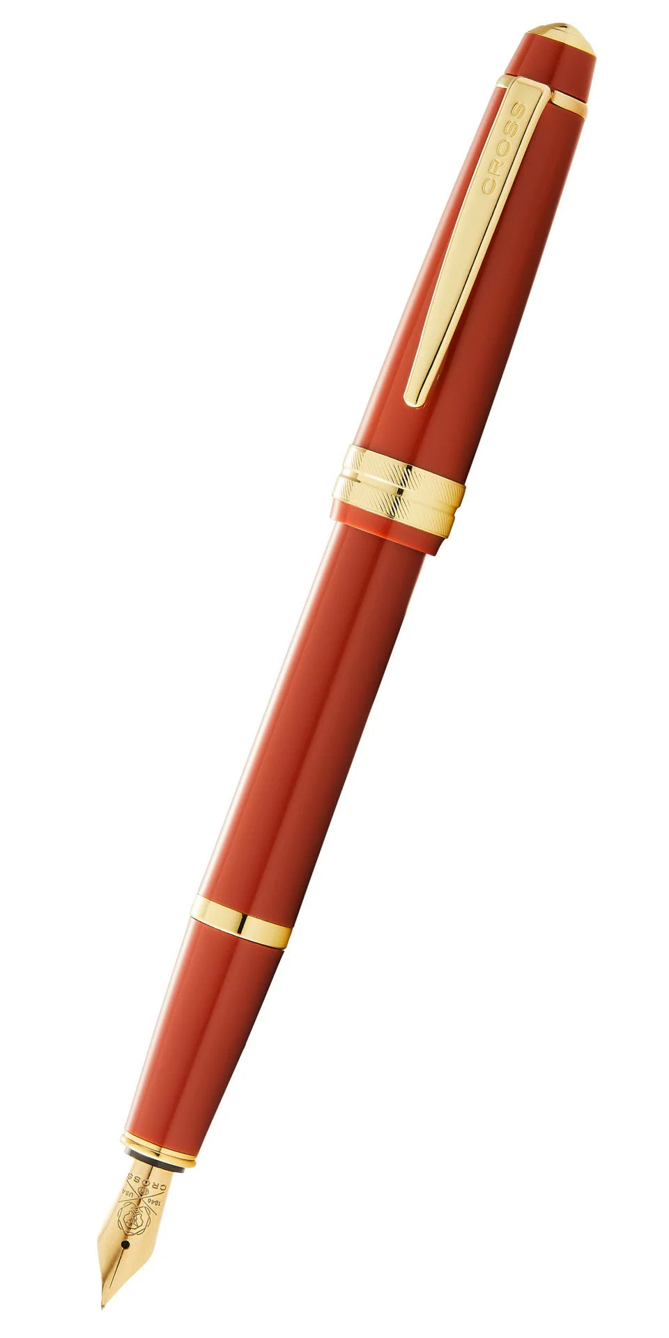 Penna stilografica Bailey Light™ in resina ambra lucida e pennino medio color oro