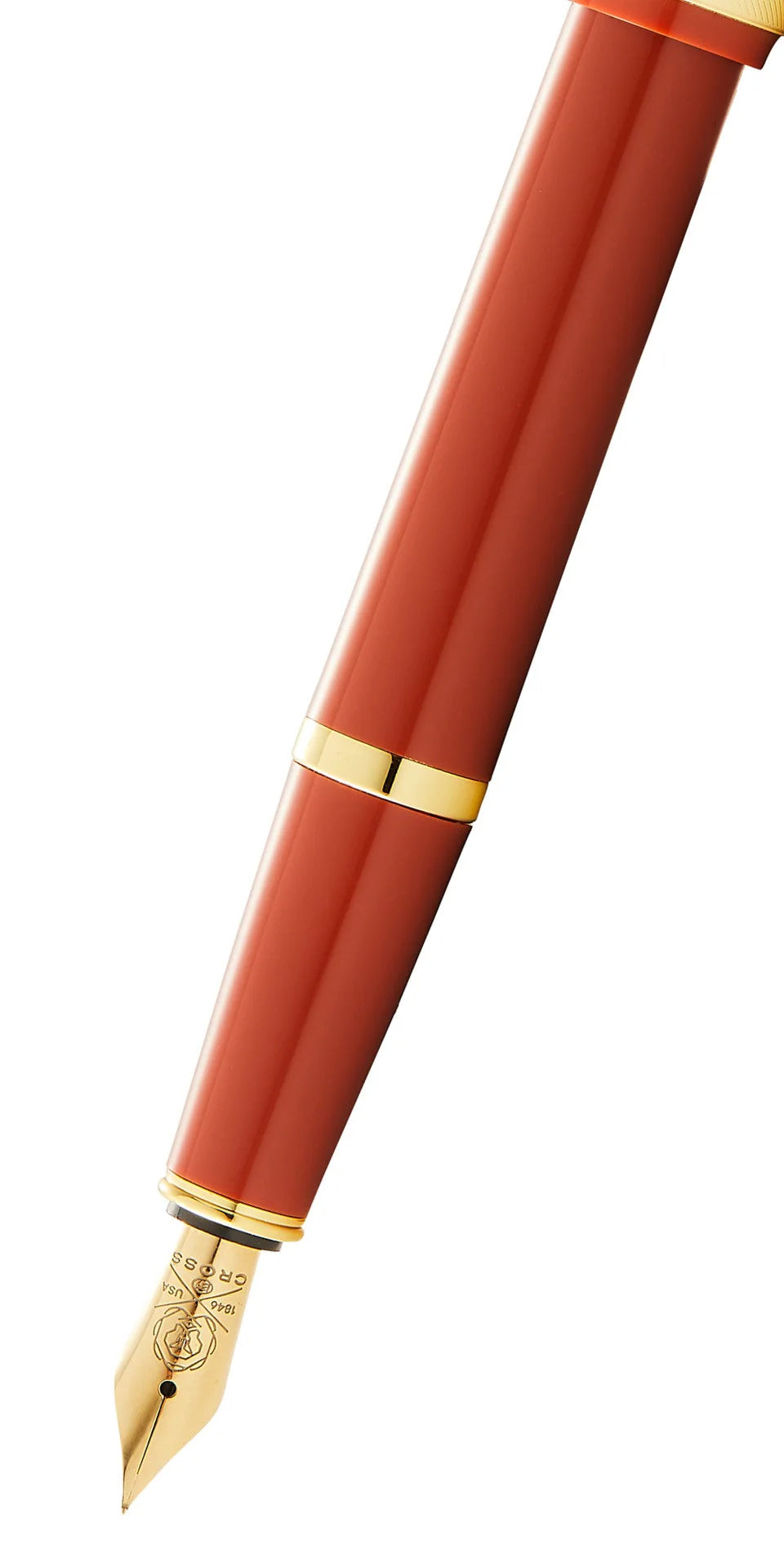Penna stilografica Bailey Light™ in resina ambra lucida e pennino medio color oro