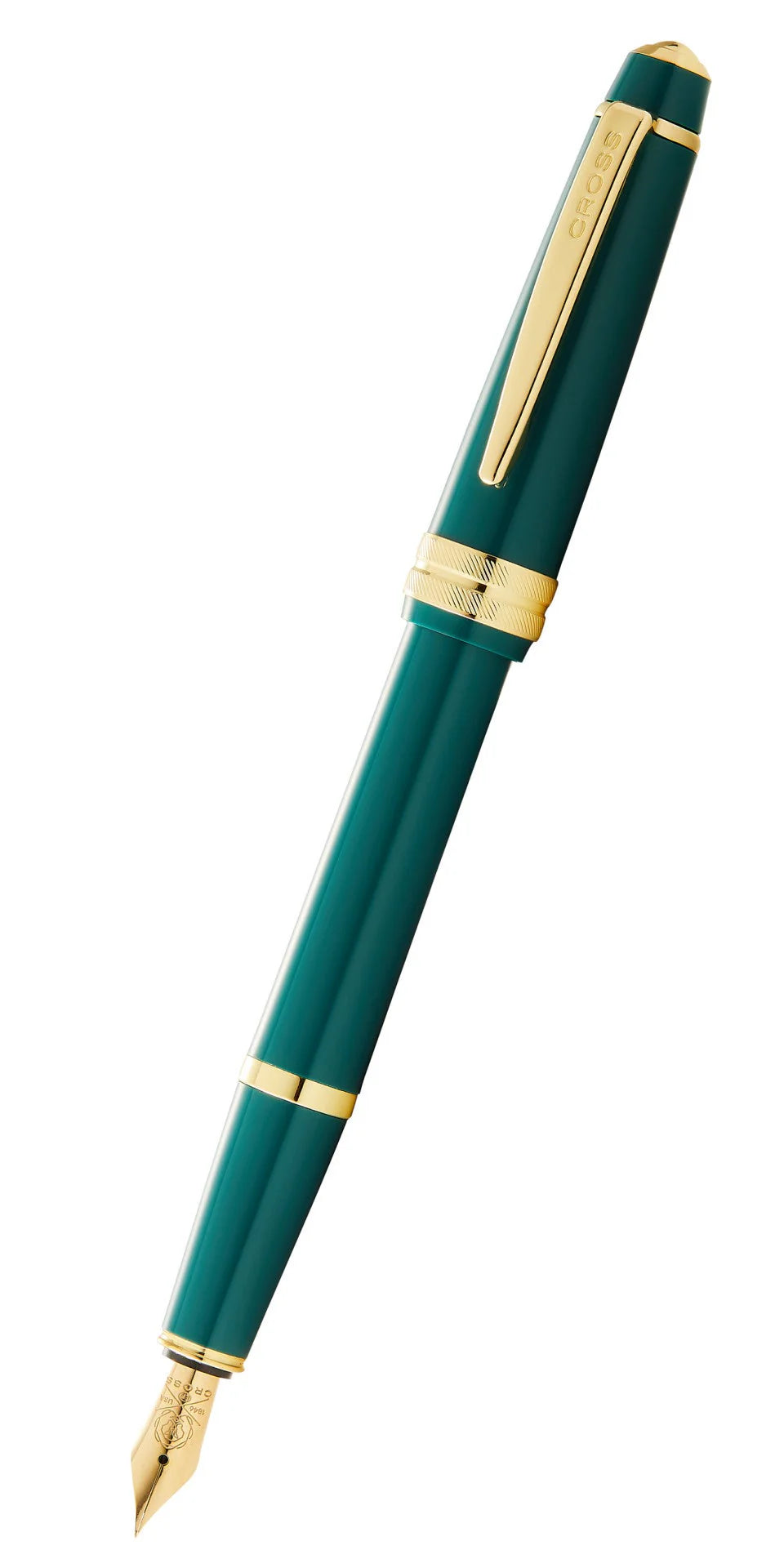 Penna stilografica Bailey Light™ in resina verde lucida e pennino medio color oro