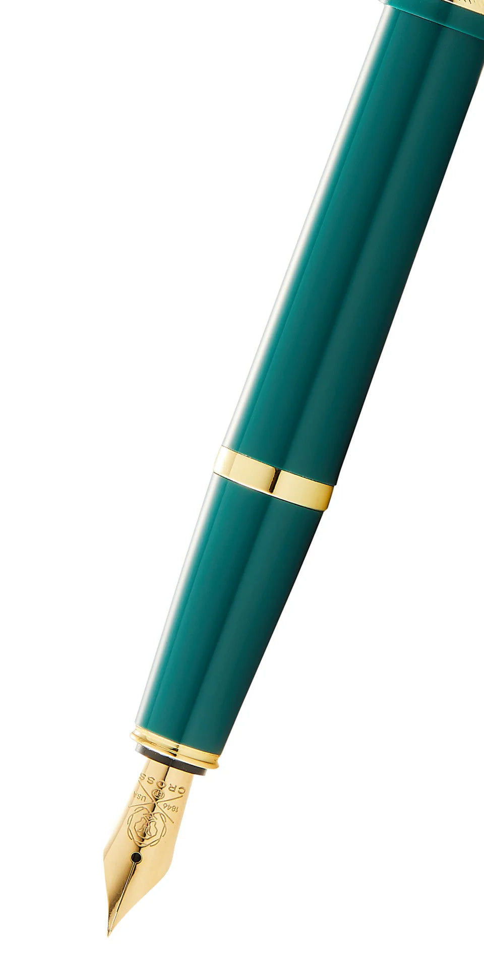 Penna stilografica Bailey Light™ in resina verde lucida e pennino medio color oro