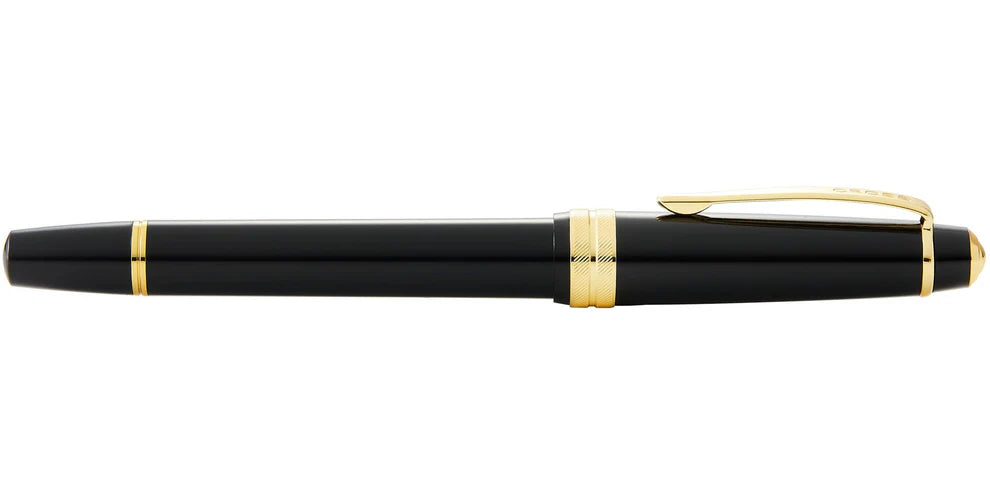 Penna stilografica Bailey Light™ in resina nera lucida e pennino medio color oro