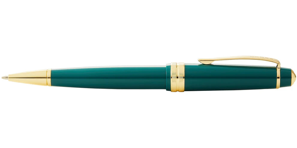 Penna a sfera Bailey Light™ in resina verde lucida e tonalità oro