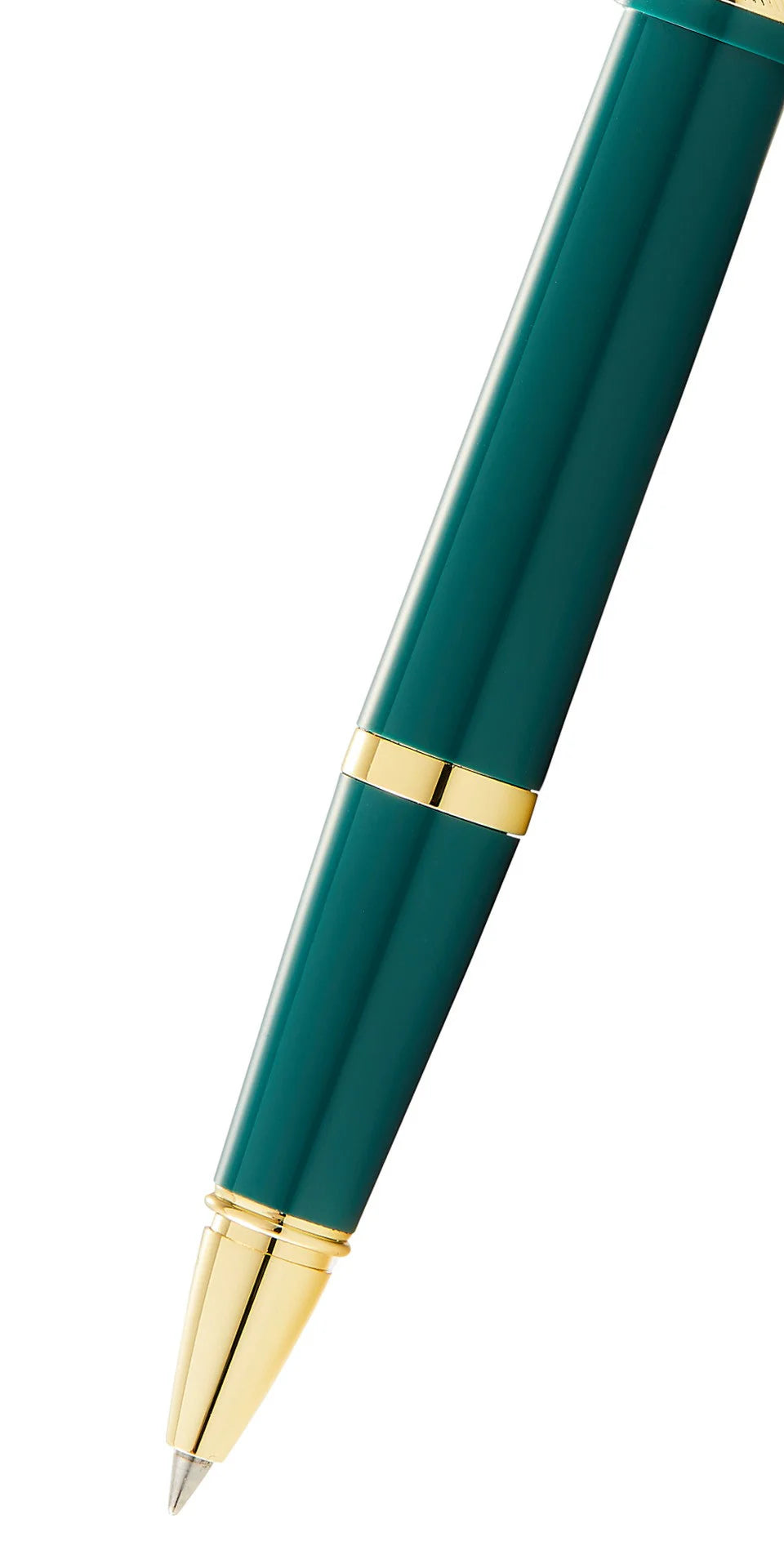 Penna roller Bailey Light™ in resina verde lucida e tonalità oro