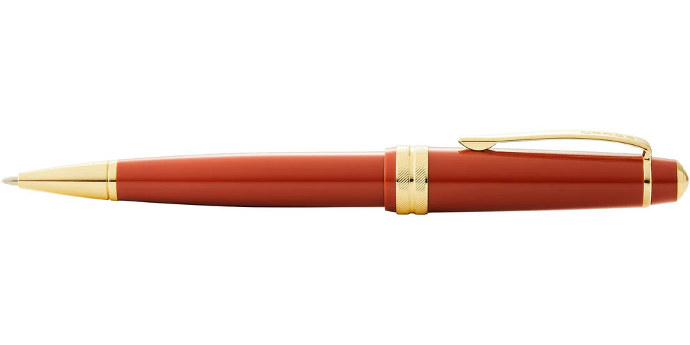 Penna a sfera Bailey Light™ in resina ambra lucida e tonalità oro