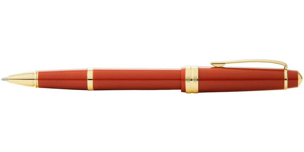 Penna roller Bailey Light™ in resina ambra lucida e tonalità oro