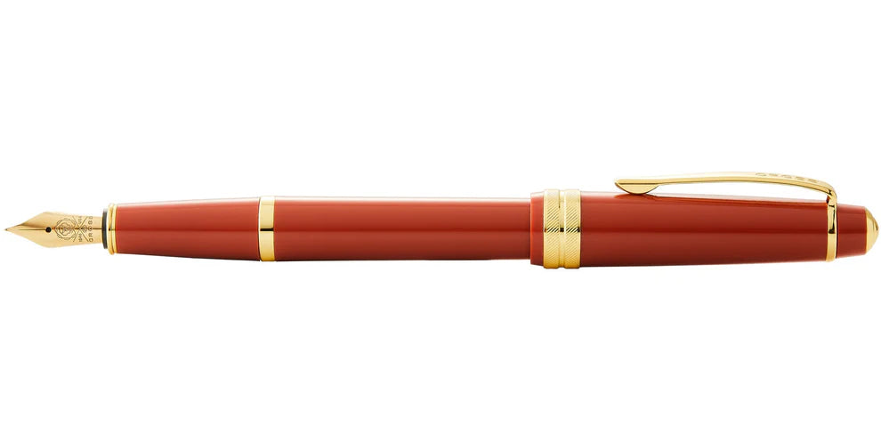 Penna stilografica Bailey Light™ in resina ambra lucida e pennino medio color oro