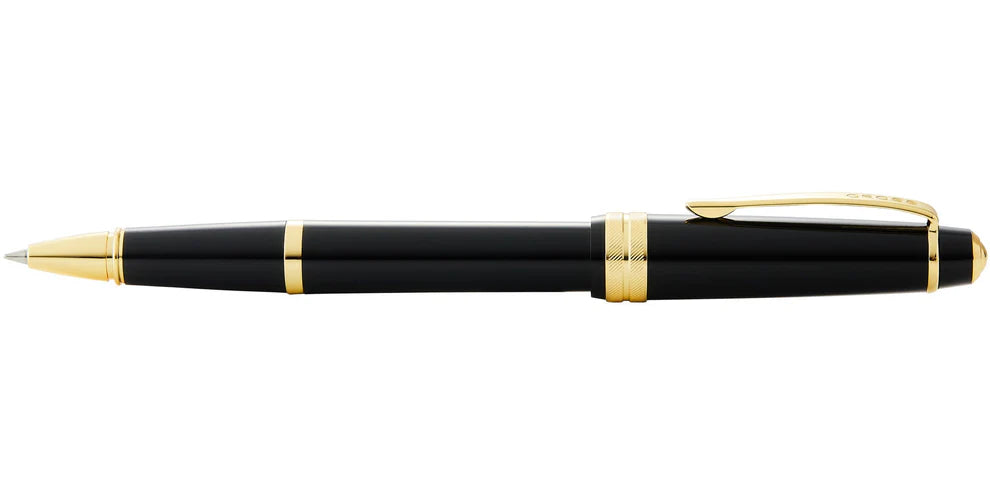 Penna roller Bailey Light™ in resina nera lucida e tonalità oro