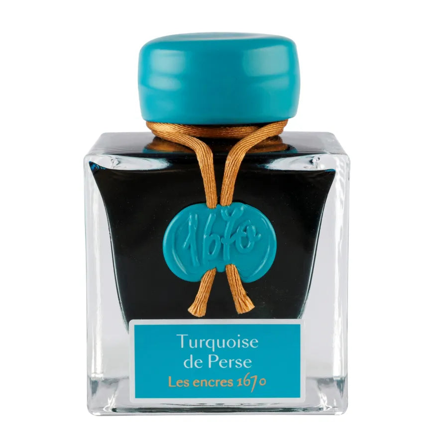Jacques Herbin Prestige inchiostro per stilografica Les Encres 1670 pailletée d’or 1670, Turquoise de Perse