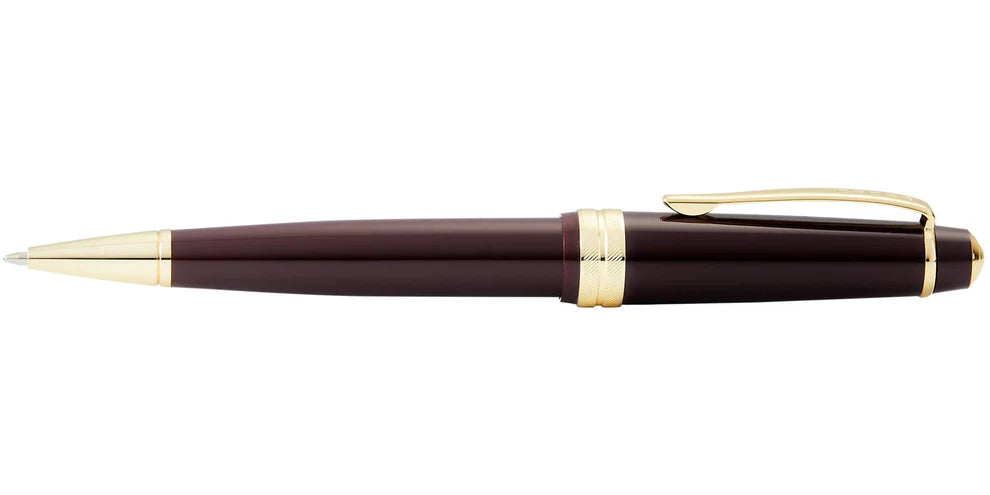 Penna a sfera Bailey Light™ in resina burgundy lucida e tonalità oro