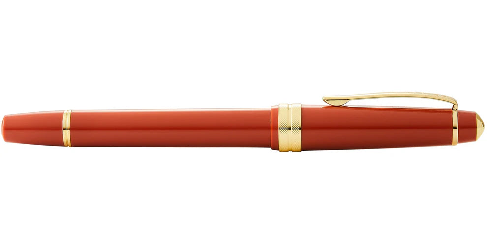 Penna stilografica Bailey Light™ in resina ambra lucida e pennino medio color oro