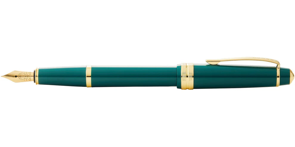 Penna stilografica Bailey Light™ in resina verde lucida e pennino medio color oro