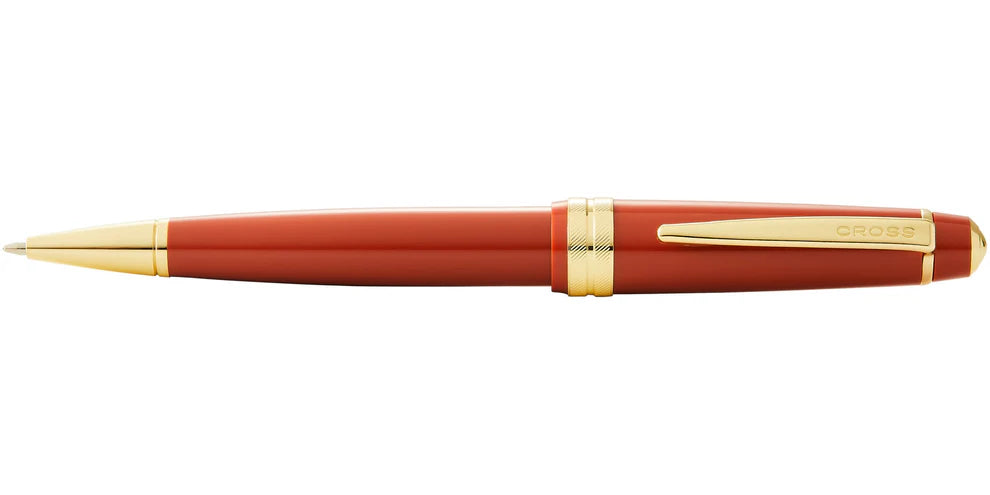 Penna a sfera Bailey Light™ in resina ambra lucida e tonalità oro