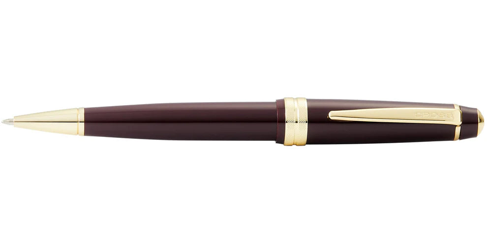 Penna a sfera Bailey Light™ in resina burgundy lucida e tonalità oro