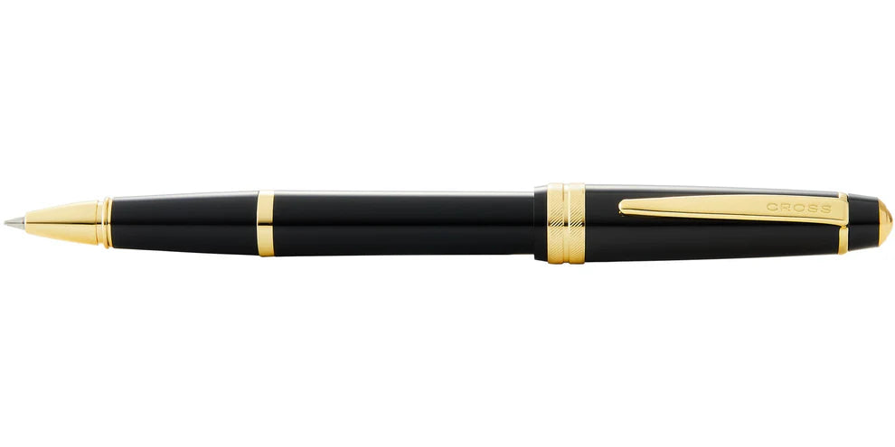 Penna roller Bailey Light™ in resina nera lucida e tonalità oro