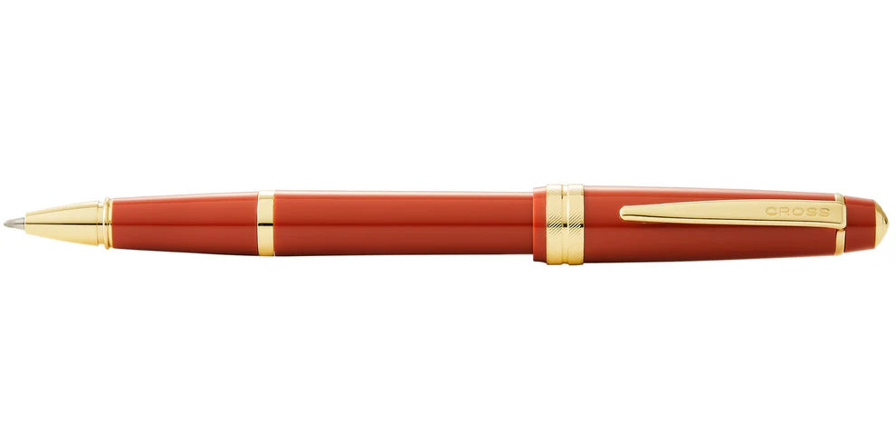 Penna roller Bailey Light™ in resina ambra lucida e tonalità oro