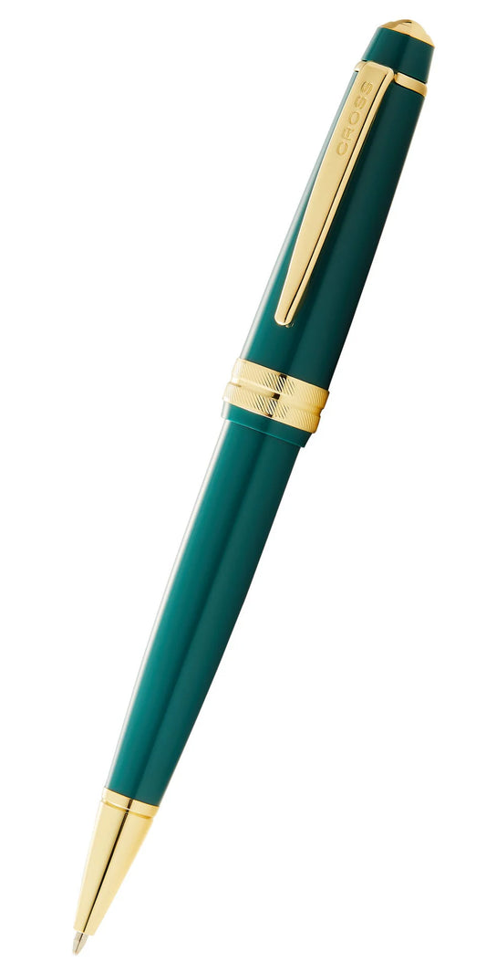 Penna a sfera Bailey Light™ in resina verde lucida e tonalità oro