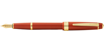 Penna stilografica Bailey Light™ in resina ambra lucida e pennino medio color oro