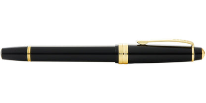 Penna stilografica Bailey Light™ in resina nera lucida e pennino medio color oro