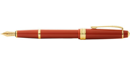 Penna stilografica Bailey Light™ in resina ambra lucida e pennino medio color oro