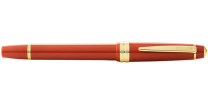 Penna stilografica Bailey Light™ in resina ambra lucida e pennino medio color oro