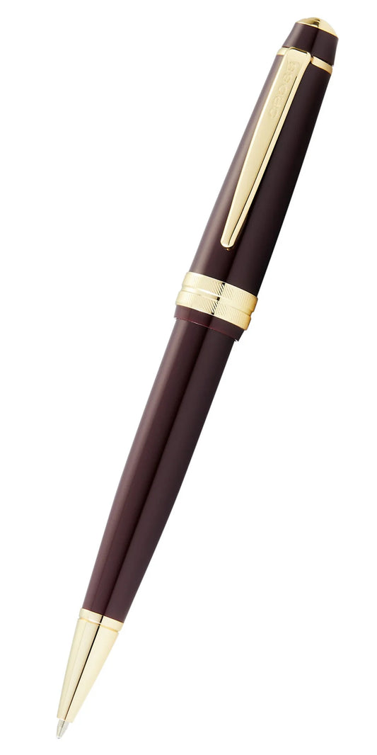 Penna a sfera Bailey Light™ in resina burgundy lucida e tonalità oro